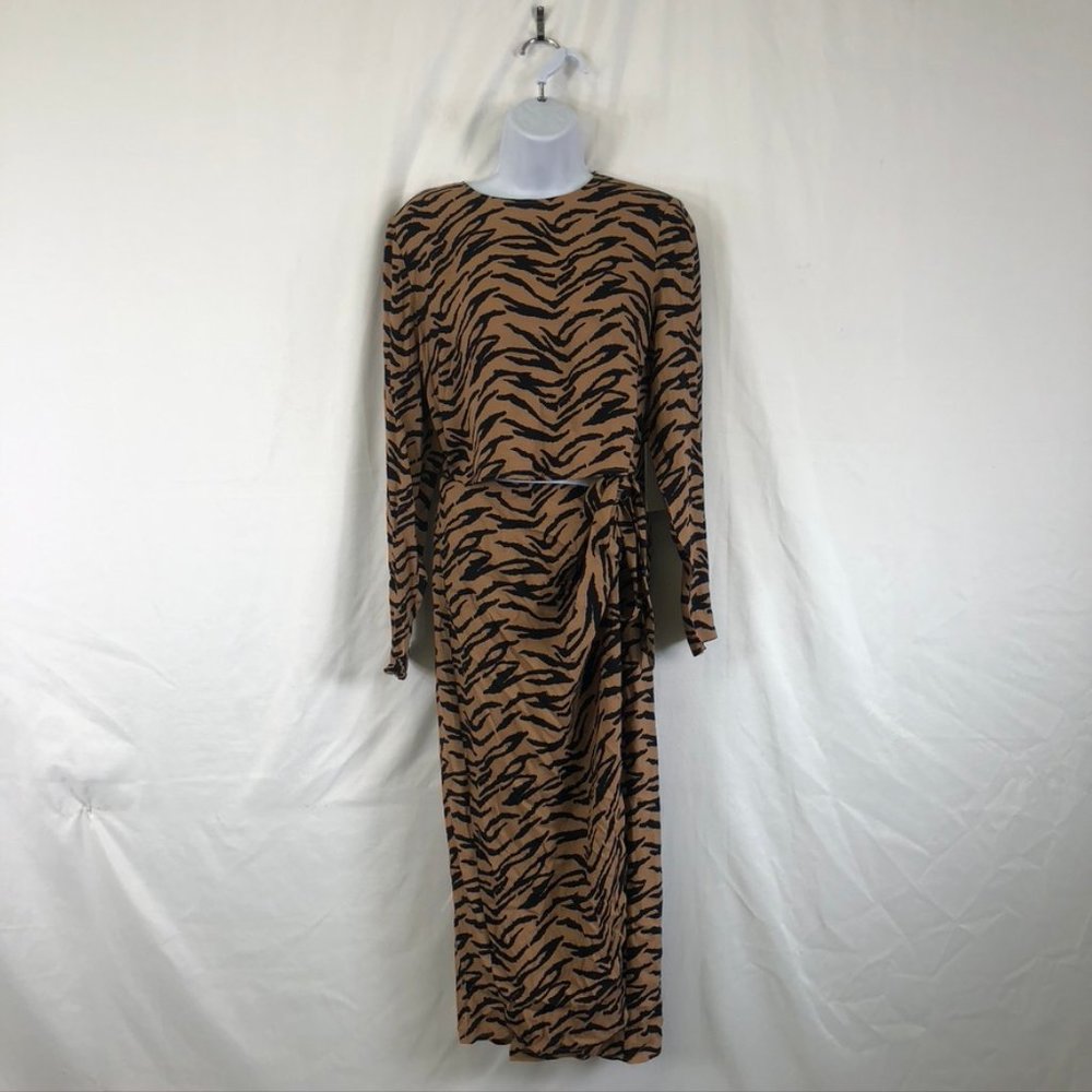 Reformation Tiger Stripe Dress With Wrap Skirt